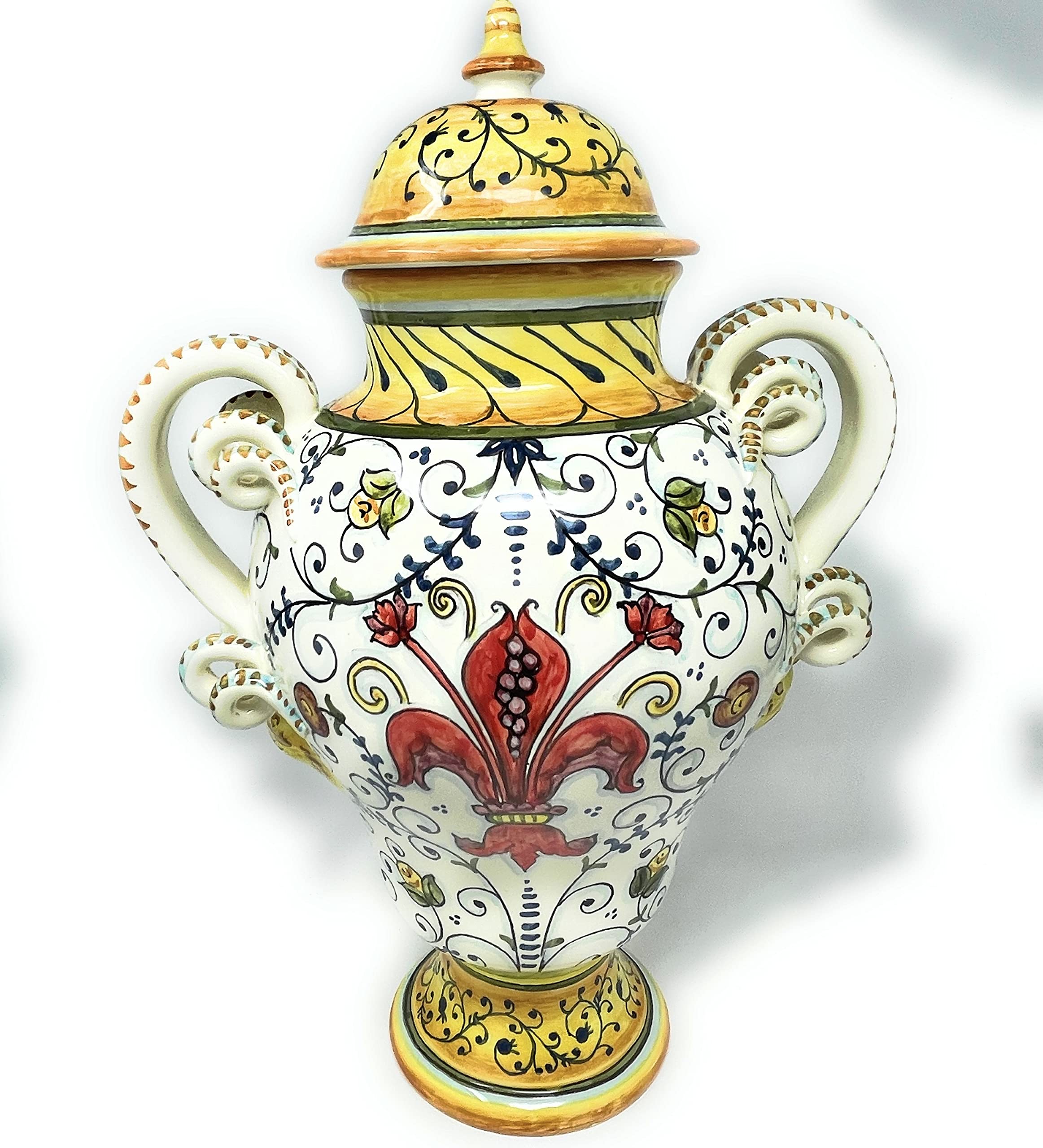 Italian Ceramic Amphora Vase - Hand Painted Tuscan Art Pottery Made in Italy | CERAMICHE D'ARTE PARRINI | Perfect for Home Decor, Wedding Centerpieces & Mediterranean Style Interiors