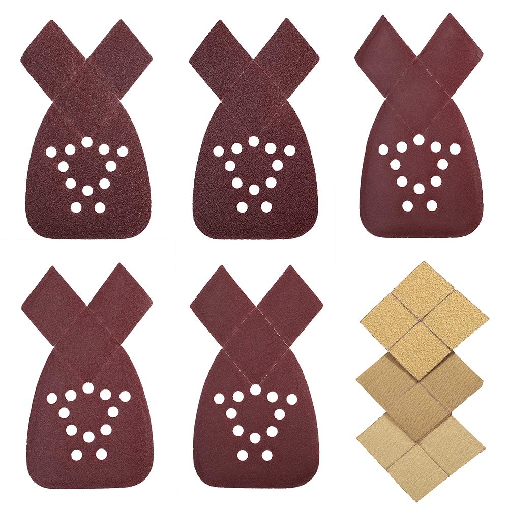 50PCS Sanding Sheets for Black & Decker Mouse Sanders - 60/80/120/150/220 Grit Hook & Loop Sandpaper Assortment with Extra Tips - Replacement Sanding Pads for Woodworking, Furniture Refinishing & DIY Projects