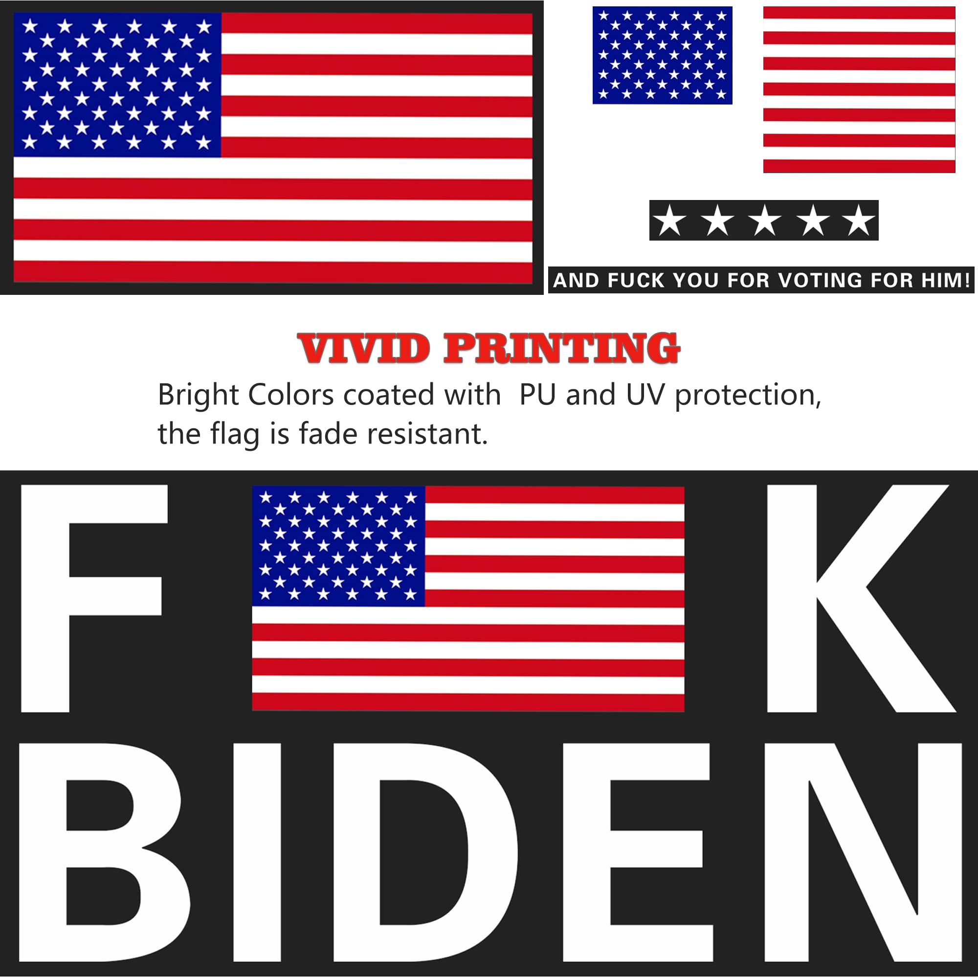FJB Flag 3x5 FT - 100D Polyester American Political Flag with 2 Brass Grommets for Indoor & Outdoor Display - Perfect for Protests, Rallies and Political Events
