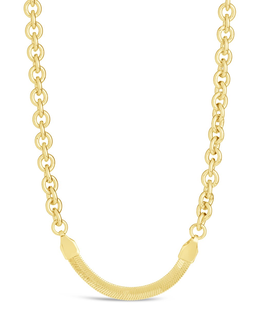Marzia Herringbone & Rolo Chain Necklace - Elegant Layered Gold Necklace for Women - Perfect for Date Nights, Weddings & Everyday Wear