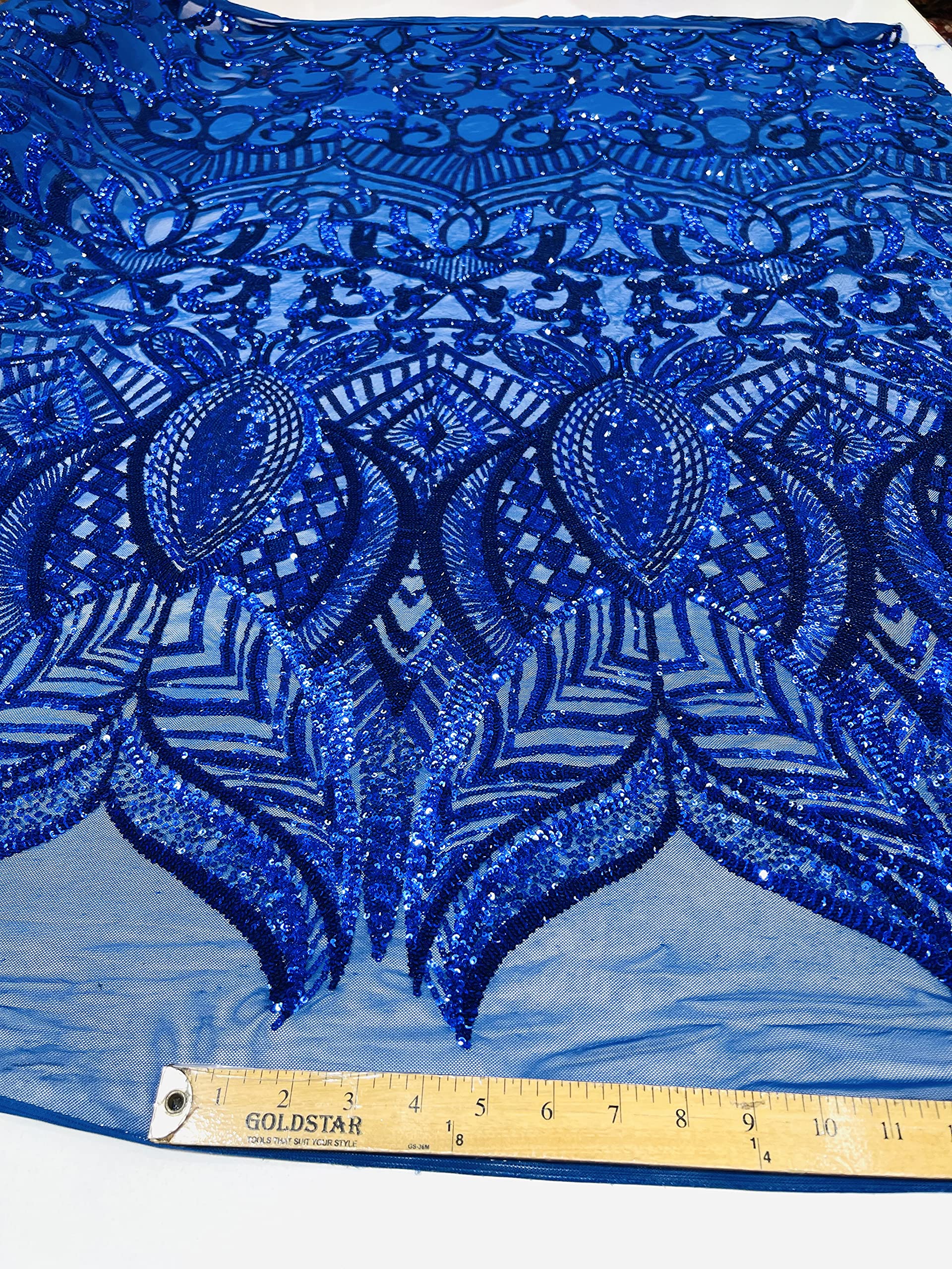 Iridescent Royalty Design 4-Way Stretch Mesh Fabric - 3 Yards Royal Blue on Royal Blue - Prom Dress, Dance Costume & Evening Gown Material - Perfect for Sewing, Cosplay & Special Occasion Outfits