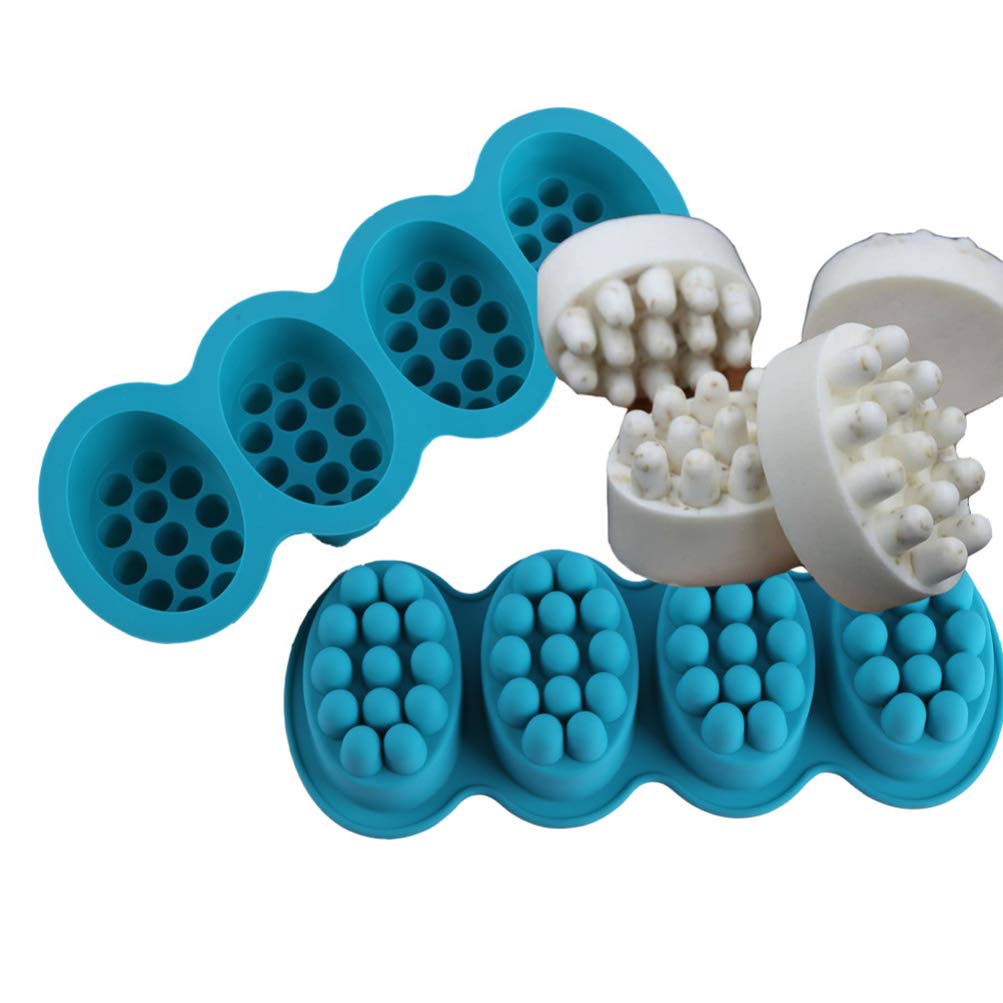 2-Piece Silicone Chocolate Mold Set for Soap Making, Gummy Candy, Fondant & Massage Bars - 4-Cavity 3D Bee & Brush Design - Perfect for DIY Handmade Soaps, Cake Decorating & Craft Projects