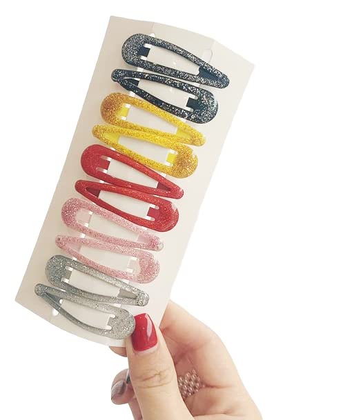 Ghelonadi Glitter Metal Hair Clips for Girls - No-Slip Barrettes Hair Accessories for Babies, Toddlers, Kids & Teens - 6 Pairs Multicolor Tik Tak Clips - Perfect for School, Parties & Daily Styling