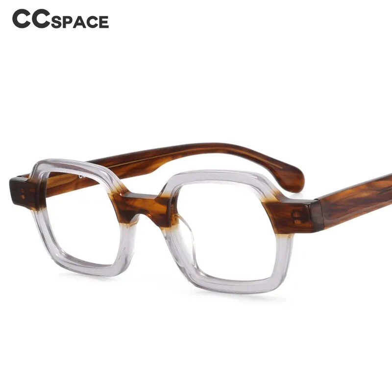 CCspace Unisex Full Rim Square Acetate Reading Glasses R49804 - Stylish Blue Light Blocking Readers for Men & Women - Perfect for Office, Reading & Computer Work