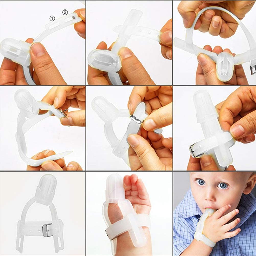 Baby Thumb Sucking Protector - Adjustable Silicone Finger Guard & Teether for Infants (Transparent) - Prevent Thumb Sucking Habit & Soothe Teething Pain - Perfect for Daycare, Travel & Sleep Training