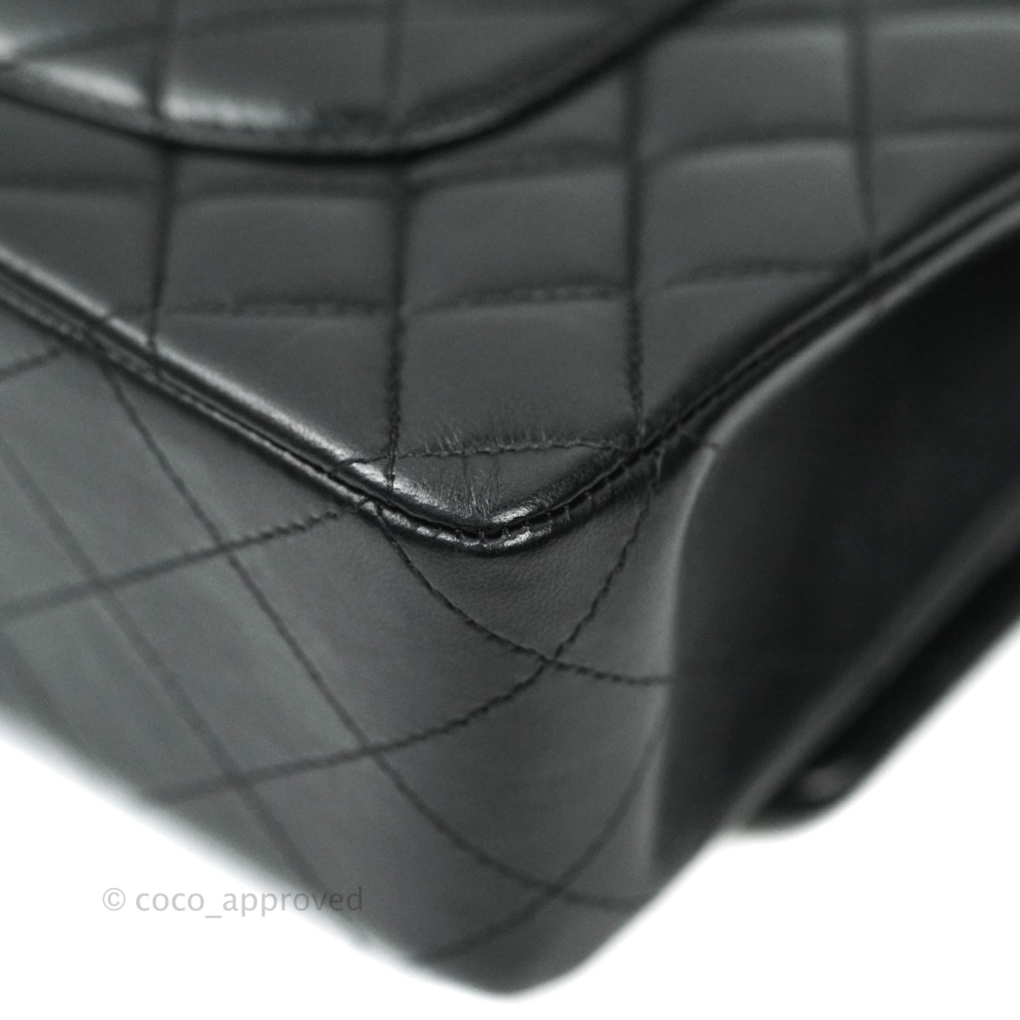 Chanel Classic Flap Bag M/L Size - Black Lambskin Leather with Gold Hardware | Luxury Handbag for Women, Perfect for Evening Events & Daily Use