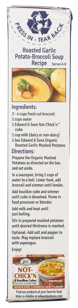 Organic Roasted Garlic Mashed Potatoes by Edward & Sons | 3.5 oz (Pack of 6) | Gluten-Free, Vegan Instant Side Dish for Thanksgiving, Holiday Meals & Quick Family Dinners