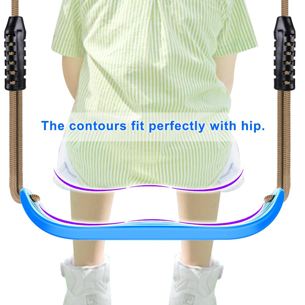 **SELEWARE Heavy Duty Non-Slip Plastic Swing Seat – Adjustable Rope & Carabiners for Kids & Adults – Indoor/Outdoor Playground Swing Replacement – Blue (2 Pack) – Perfect for Backyard, Park & Play Areas**