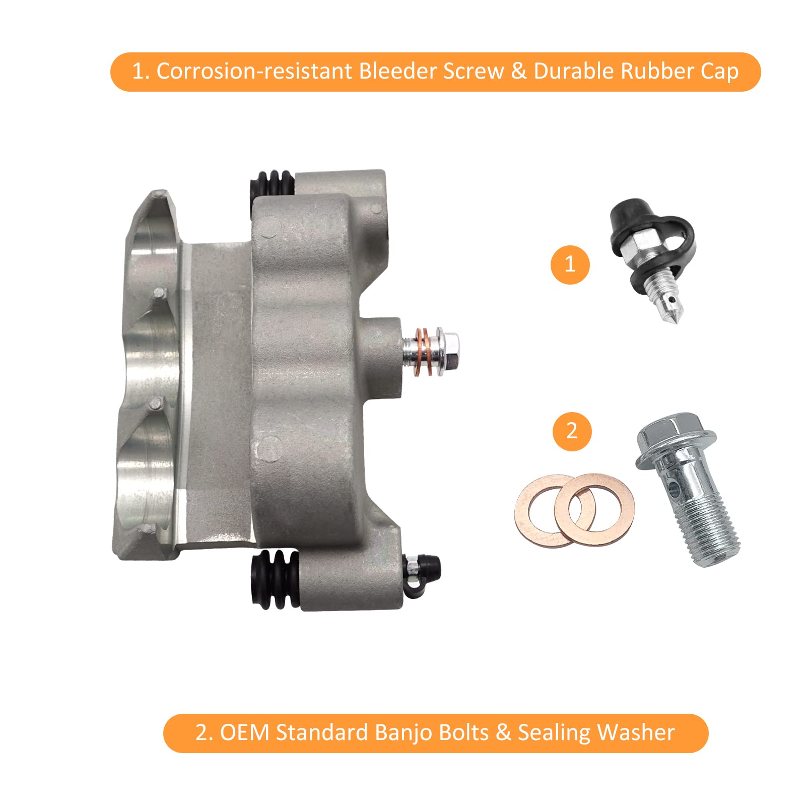 Polaris RZR Turbo RZR PRO XP General XP 4 1000 Front Right Brake Caliper with Sintered Pads - OEM# 1912474 1913240 - Perfect for Off-Road ATV & UTV Brake System Replacement & Repair