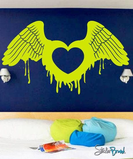 Vinyl Wall Decal Sticker - Heart Wings Angel Design #422 - Perfect for Nursery, Bedroom Decor & DIY Home Wall Art