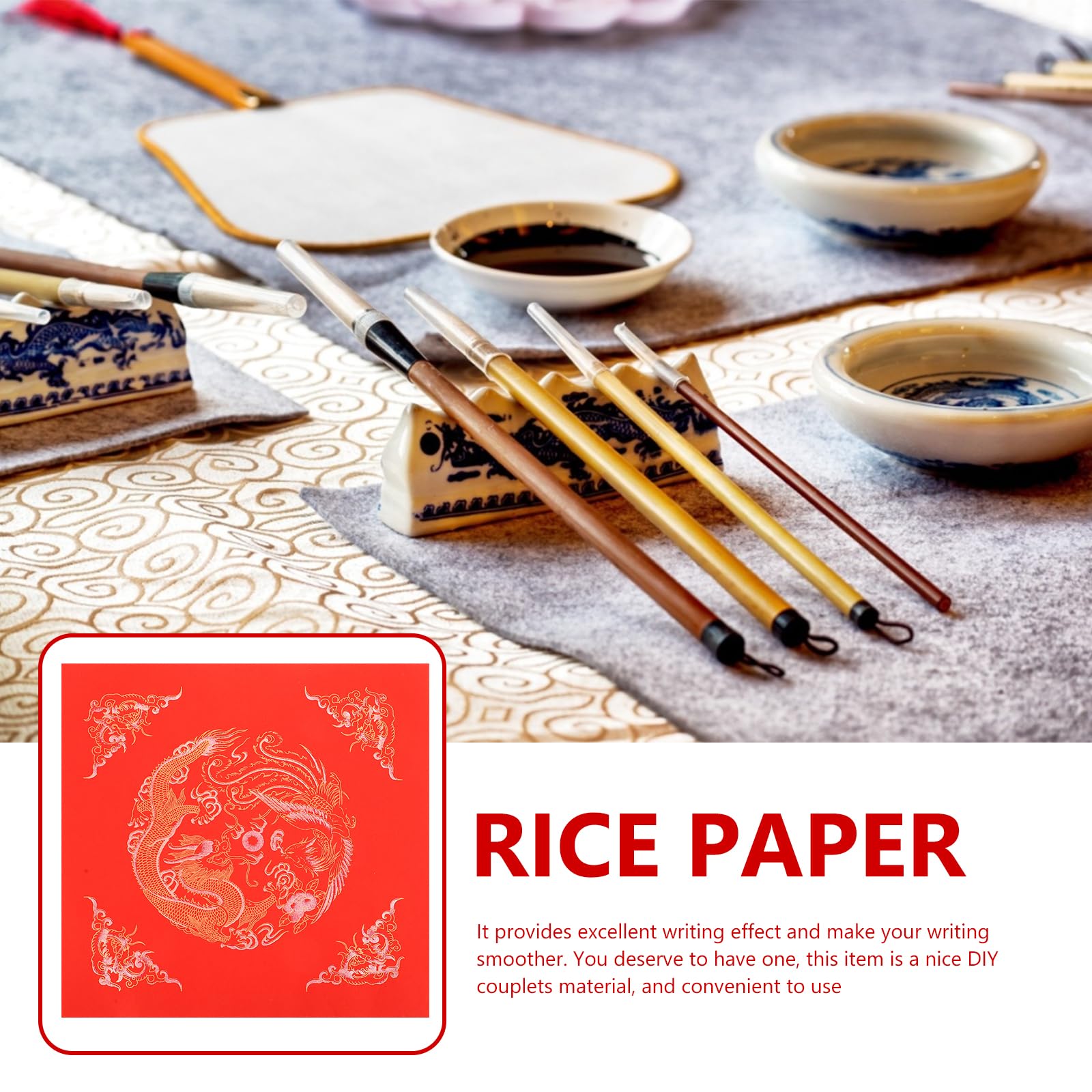 ULTNICE 40PCS Chinese Red Xuan Paper - Blank Calligraphy Fu Character Rice Paper for Spring Festival Decorations (34cm) - Perfect for DIY Chunlian/Duilian Couplets, Home Decoration & Chinese New Year Celebrations