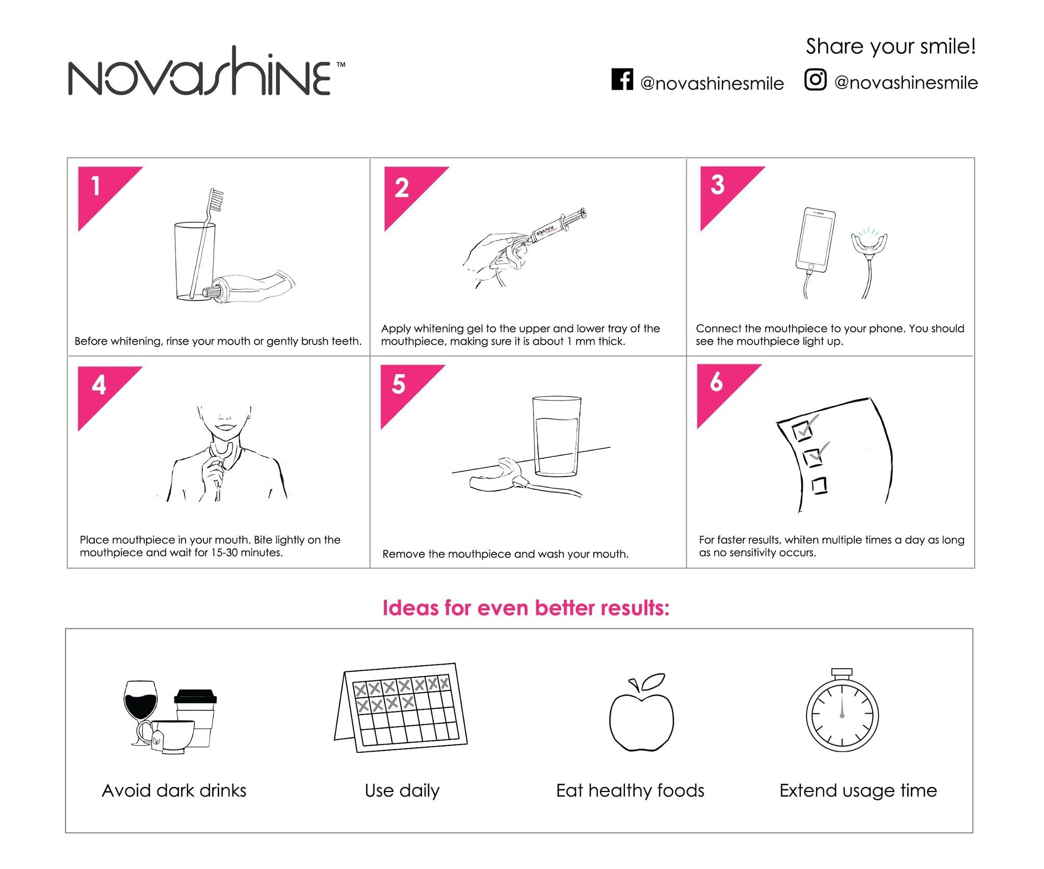 Novashine Professional Teeth Whitening Kit for Men - Advanced LED Light Technology with Peroxide Gel, Smartphone Adapter & Travel Case | At-Home Whitening Treatment for Weddings, Job Interviews & Special Occasions | 2-Year Warranty