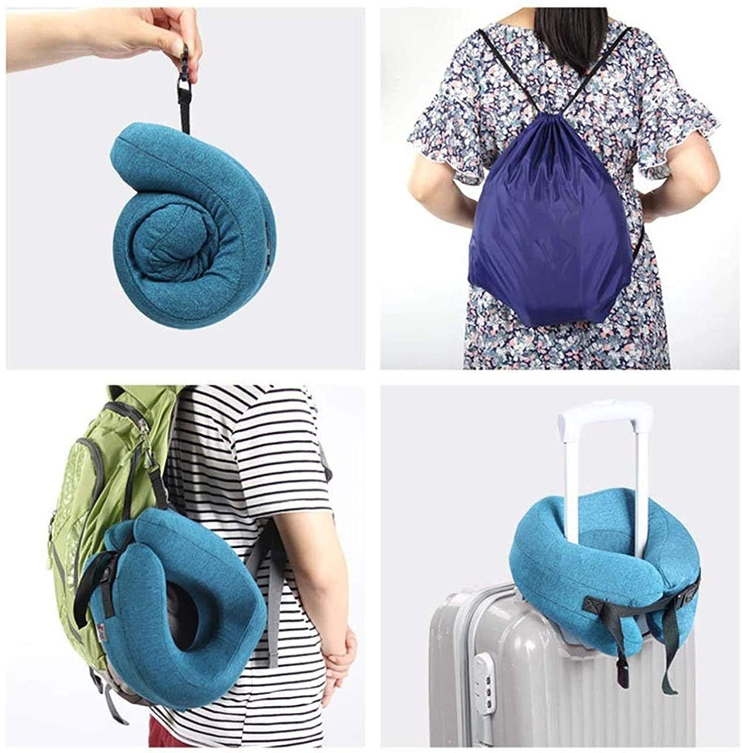 Ergonomic Memory Foam Neck Pillow for Travel - 360° Head Support, Breathable U-Shape Design with Compact Carry Bag - Perfect for Airplane, Car, Office & Home Use (Gray)