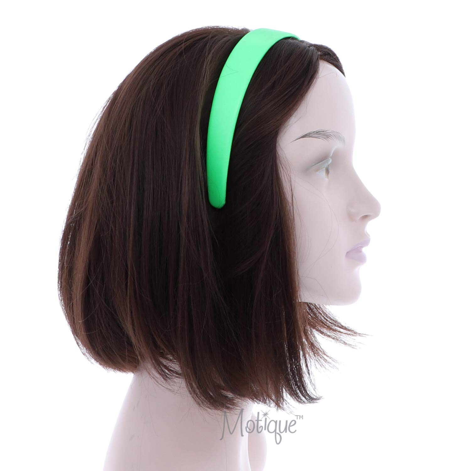 Neon Green 1 Inch Wide Leather-Like Headband - Non-Slip Solid Hair Band for Women, Workouts, Sports & Fashion Accessories