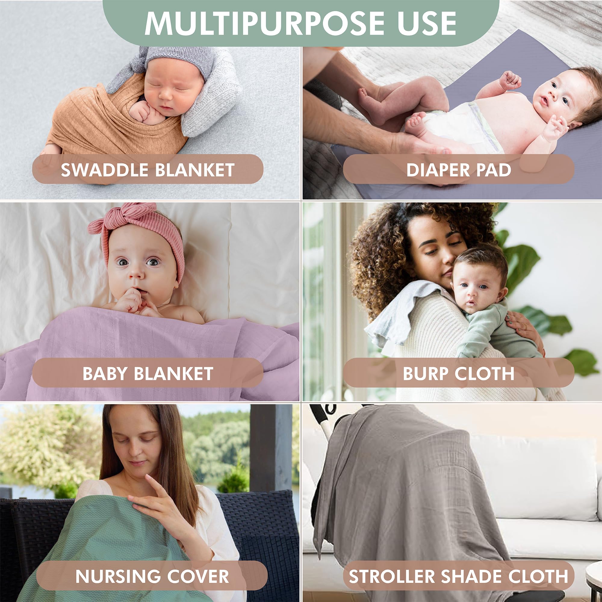 CozyBubs 4-Pack Organic Muslin Swaddle Blankets for Newborns - Soft Baby Swaddle Wraps for Boys & Girls - Breathable & Lightweight for Nursery, Stroller & Travel