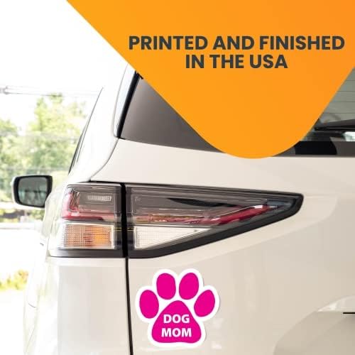 Dog Mom Pink Pawprint Magnet Decal - 5 Inch Heavy Duty Car Magnet for Vehicles - Perfect for Cars, Trucks & SUVs - Show Your Love for Dogs - Great Gift for Pet Lovers | Use on Fridge, Lockers, Office & Metal Surfaces