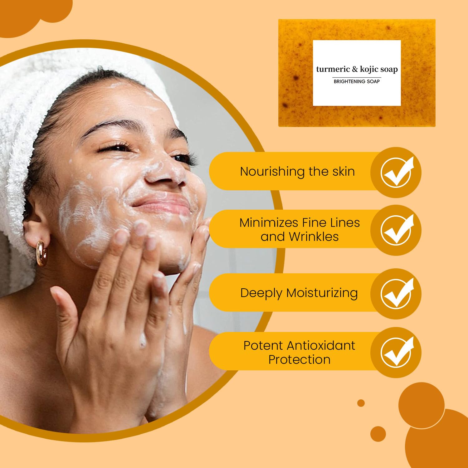 Jibuglow Turmeric & Kojic Acid Soap Bar for Face & Body - Brightening & Even Skin Tone - Natural Glow Soap for Men & Women (2 Pack) - Perfect for Daily Skincare & Acne Treatment
