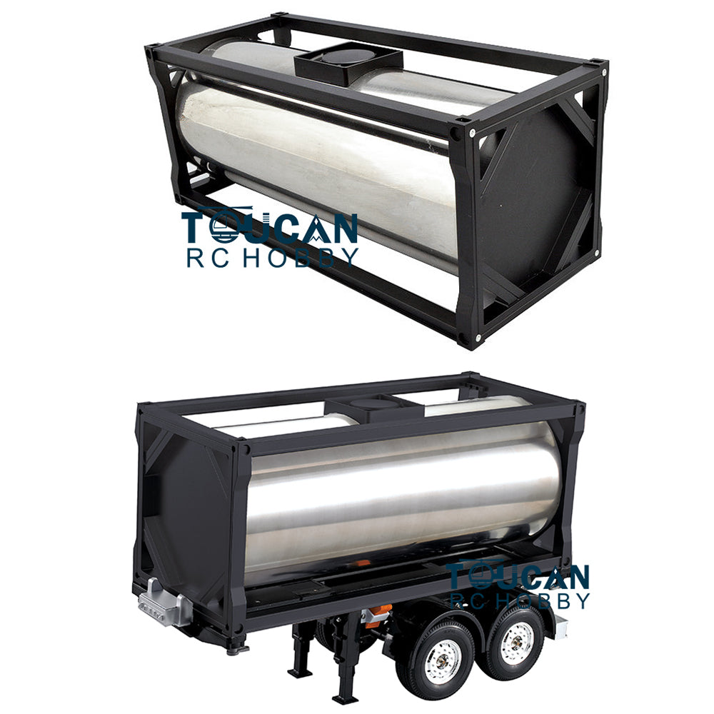 1/14 Scale 20ft 2-Axle Metal Oil Tank Semi Trailer - DIY Remote Control Tractor Truck Accessory for RC Cars & Hobby Models - Perfect for RC Construction Vehicle Scenes and Trucking Simulations
