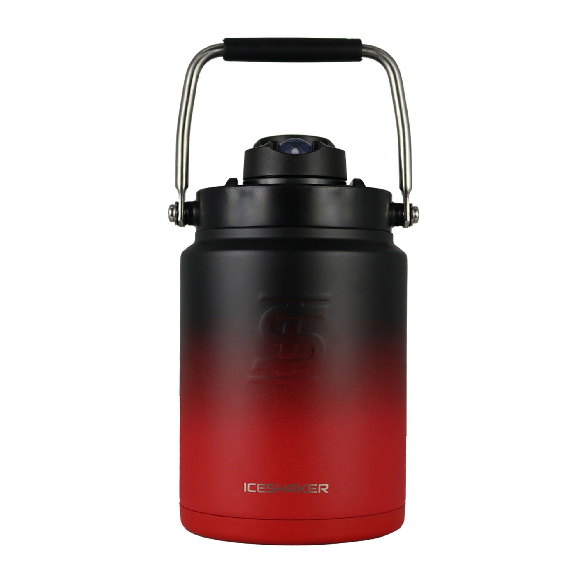 Half Gallon Water Jug with Non-Slip Silicone Base - Red Black Ombre Design | Leak-Proof Large Capacity Drink Container for Gym, Office, Outdoor Activities & Travel