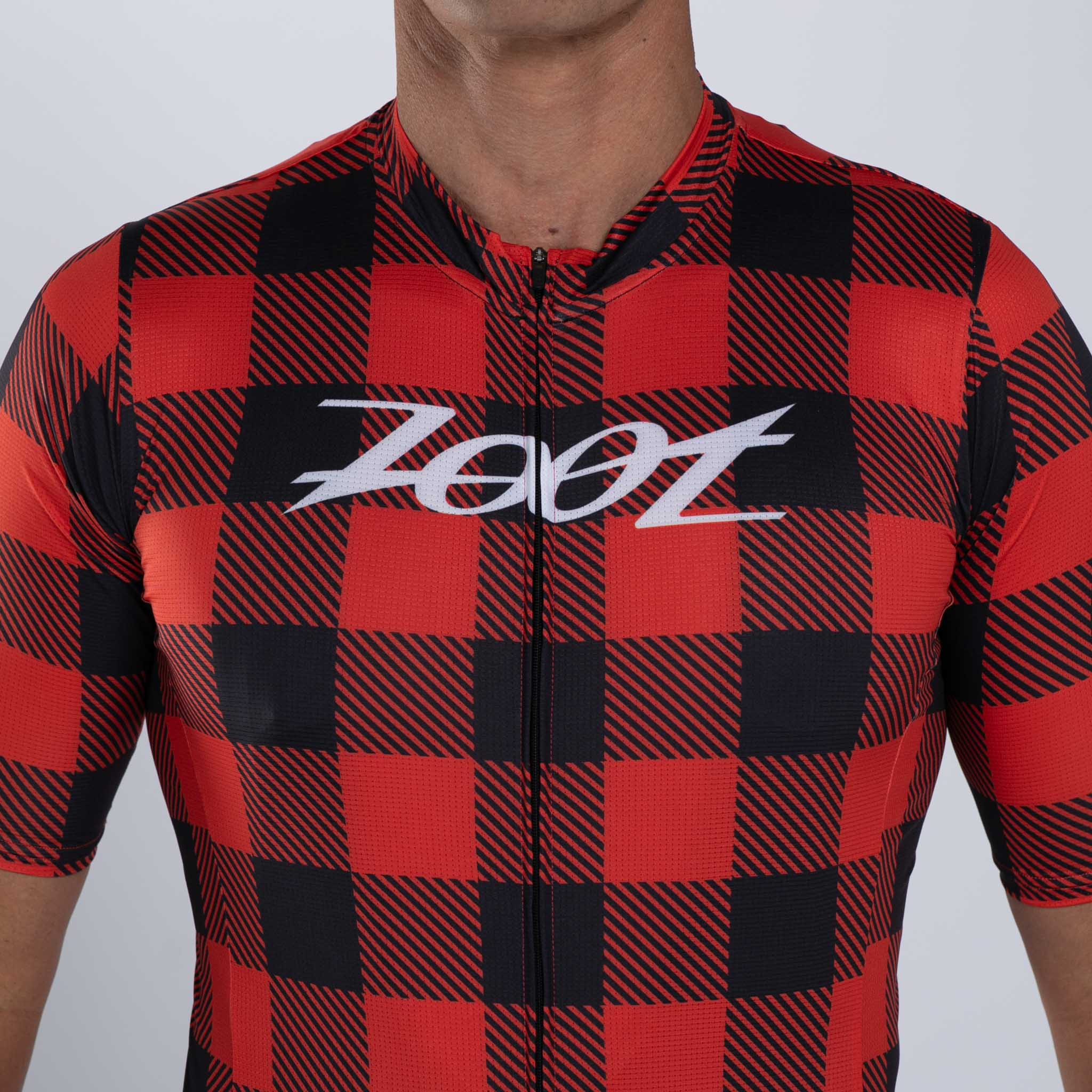 Men's Limited Edition Cycling Aero Jersey - Lumberjack Plaid Design | Breathable & Performance Bike Shirt for Road & Mountain Biking