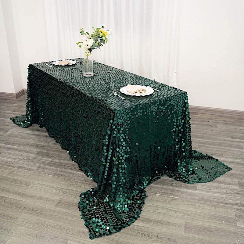90x132 Inch Large Payette Sequin Rectangular Tablecloth - Glamorous Dining Table Cover for Weddings, Parties & Holiday Decorations