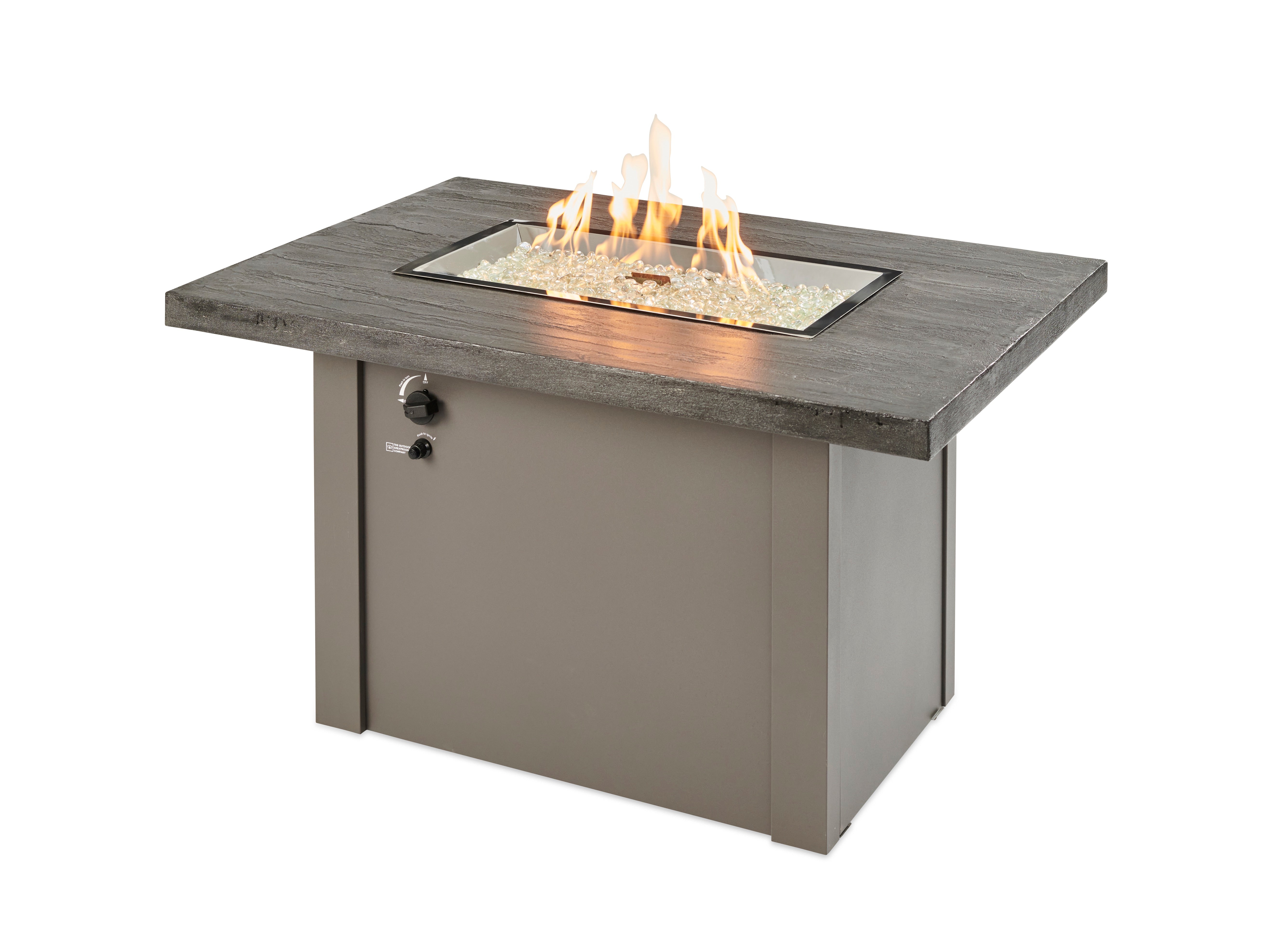 Havenwood 44 Inch Rectangular Gas Fire Pit Table with Stone Grey Everblend Top & 24