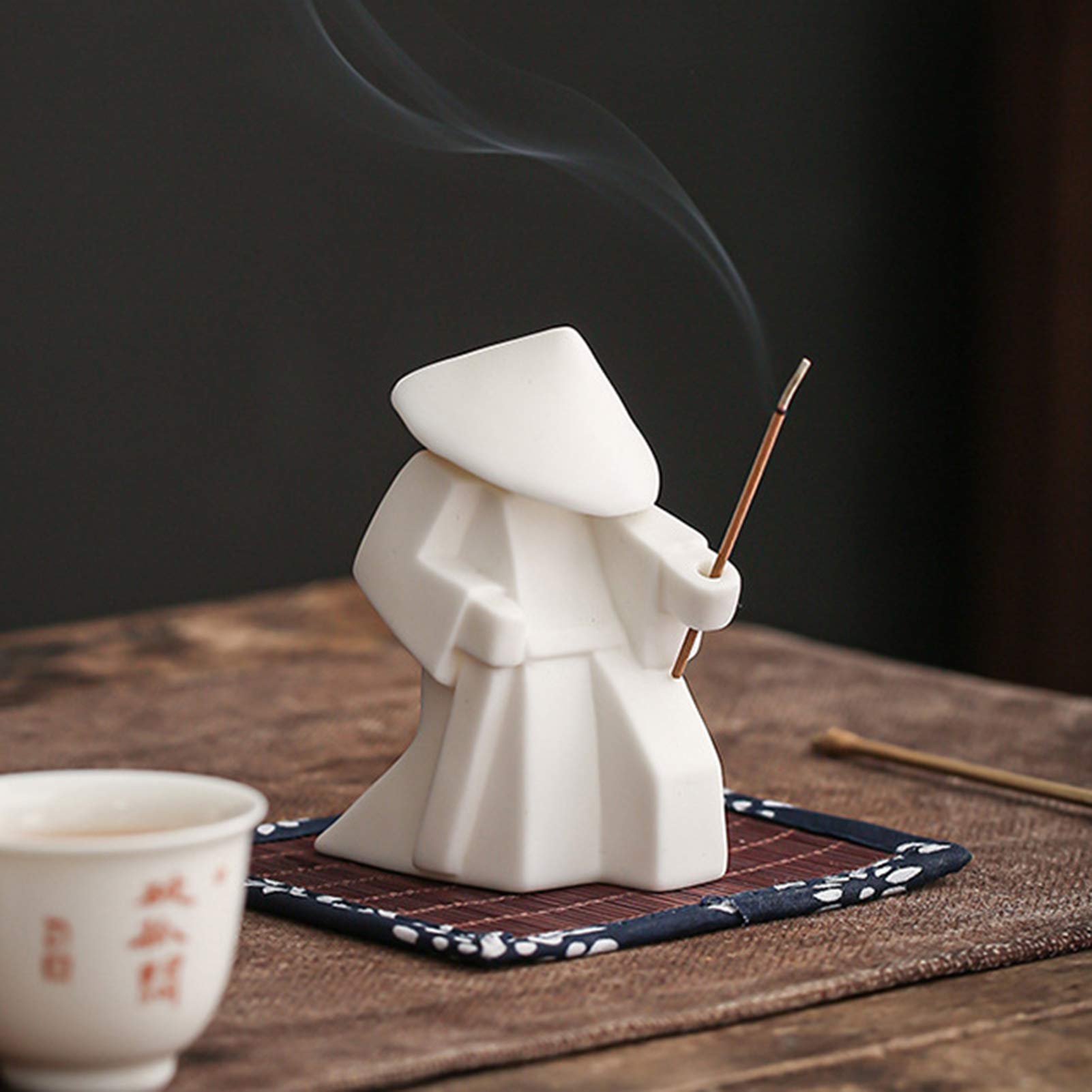 Premium Chinese White Ceramic Incense Holder - Elegant Sword Design for Incense Sticks | Perfect for Meditation, Yoga, and Home Decor
