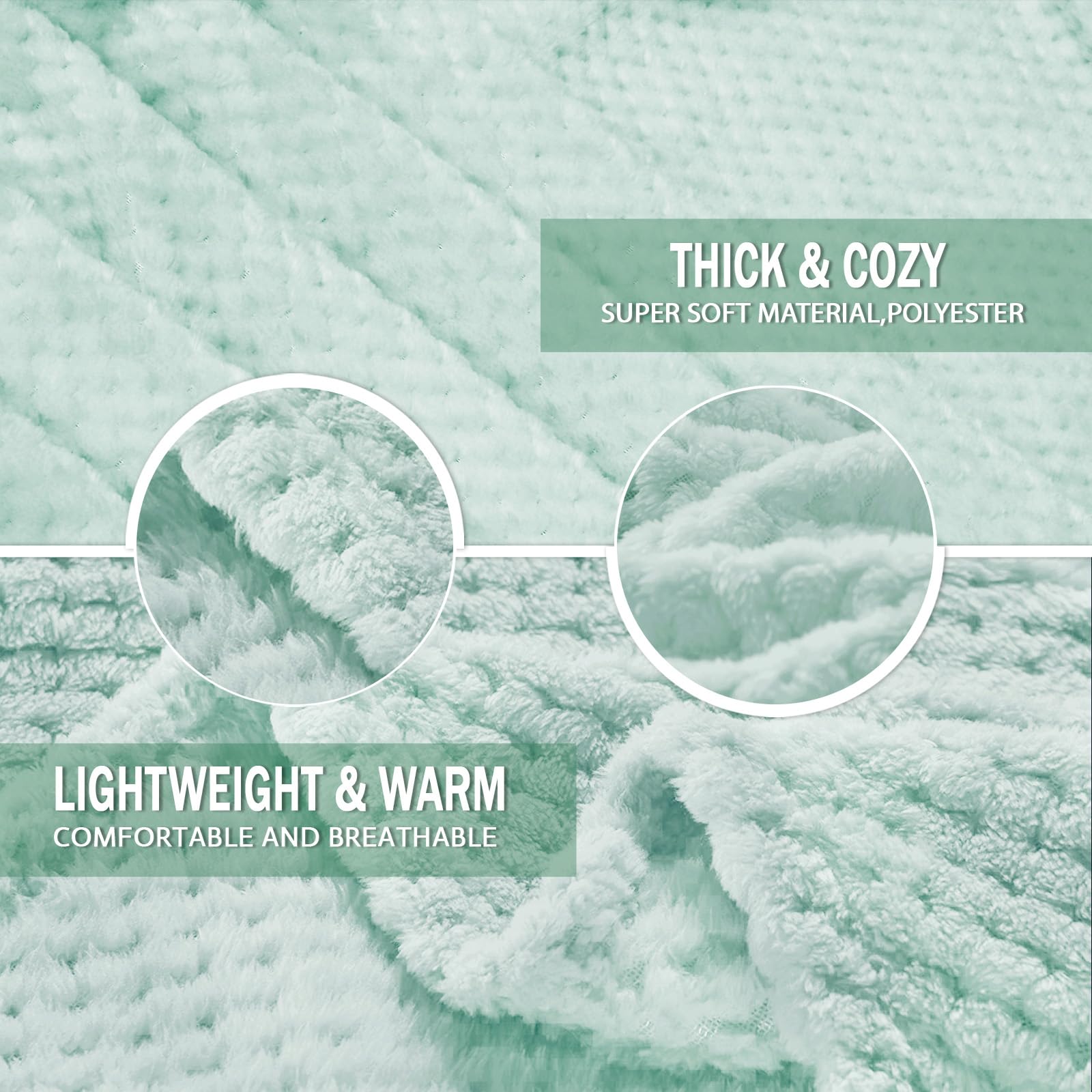 Exclusive Fleece Blend Waffle Textured Blanket - Twin Size (90x66 Inches) | Super Soft, Warm & Lightweight | Perfect for Couch, Sofa & Bed | Cozy Home Decor in Mint Green | Ideal for Lounging, Movie Nights & Winter Comfort