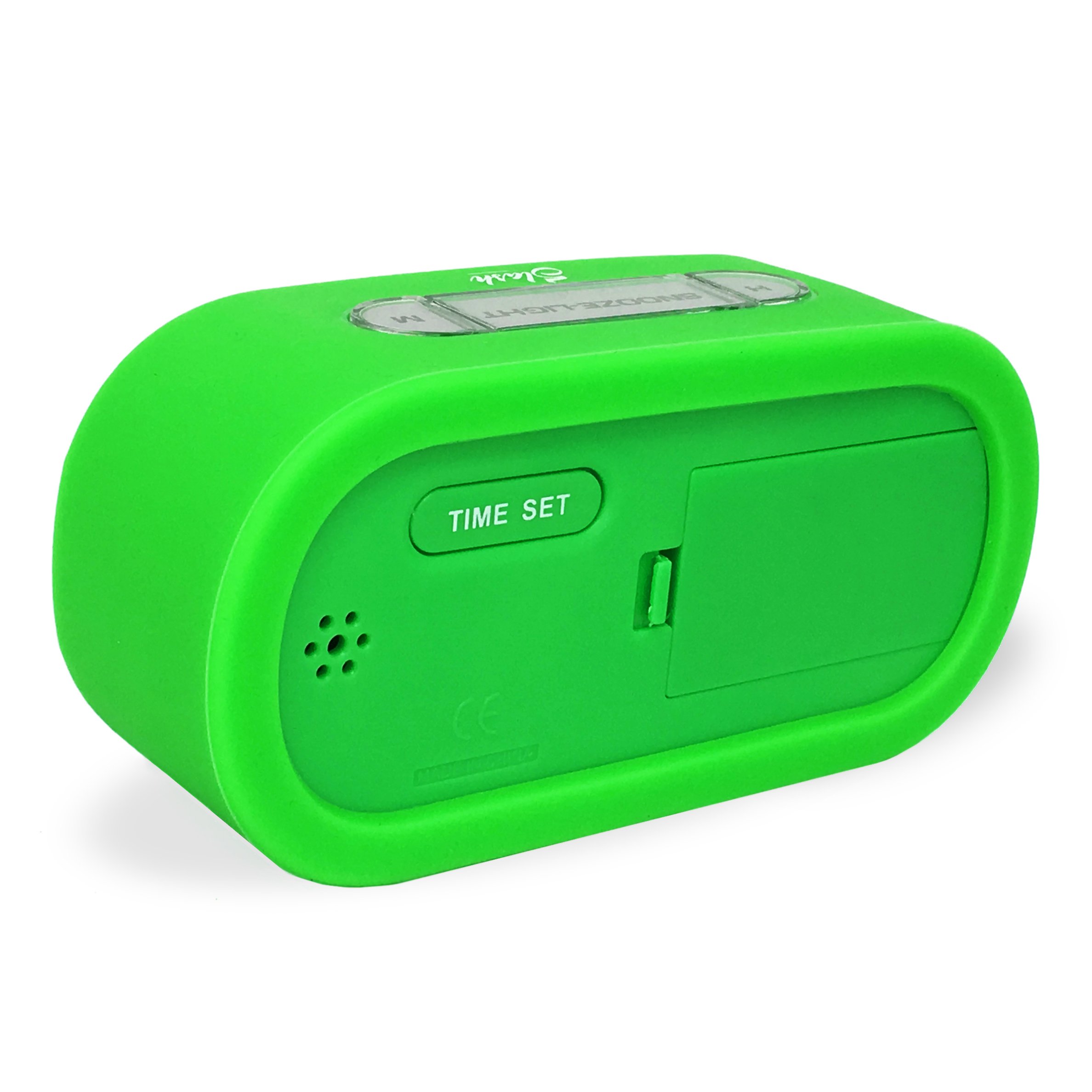 Easy Setting Digital Alarm Clock with Large LCD Screen, Bold Numbers & Snooze - Silent Battery Powered Bedside Clock with Night Light - Perfect for Bedroom, Office, Desk & Travel (Green, Model S10109)