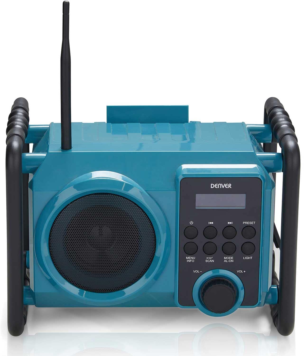 DAB Portable Work Radio with Bluetooth, FM, AUX Input & Rechargeable Battery - Splash Proof Jobsite, Construction Site, or Garden Radio for Outdoor & Indoor Use