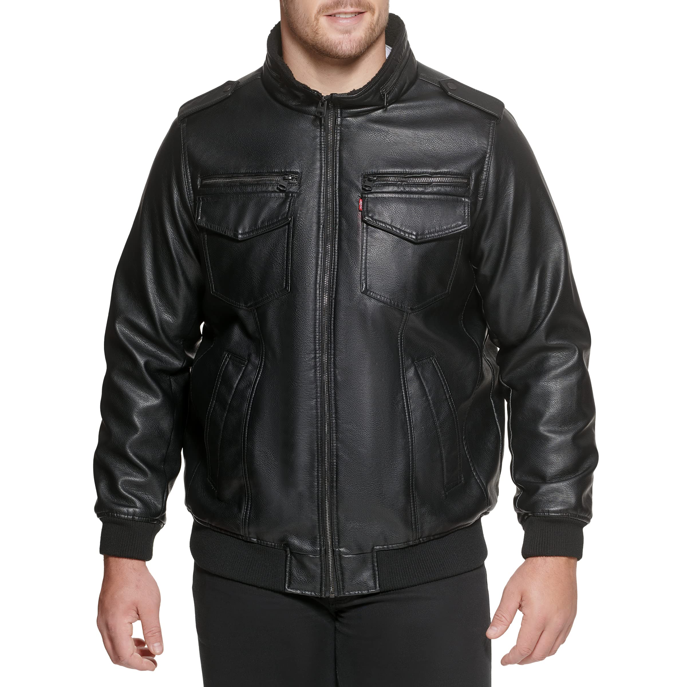 Levi's Men's Faux Leather Aviator Bomber Jacket - Regular, Big & Tall Sizes | Stylish Outerwear for Casual Wear, Night Out & Motorcycle Riding
