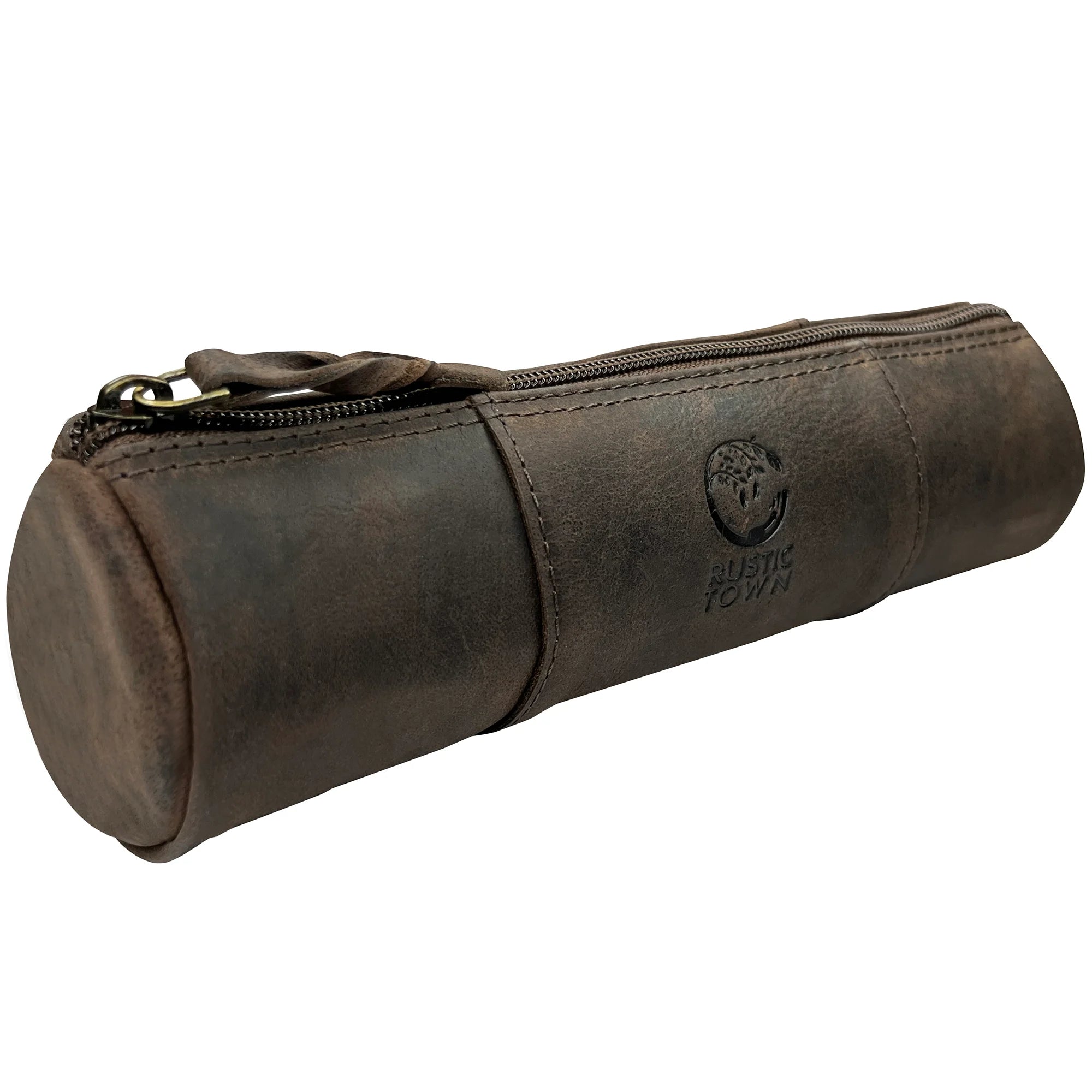 Premium Winnie Leather Zipper Pen Pencil Case - Walnut Brown for School, Office & Travel Organization | Stylish Stationery Holder for Students & Professionals