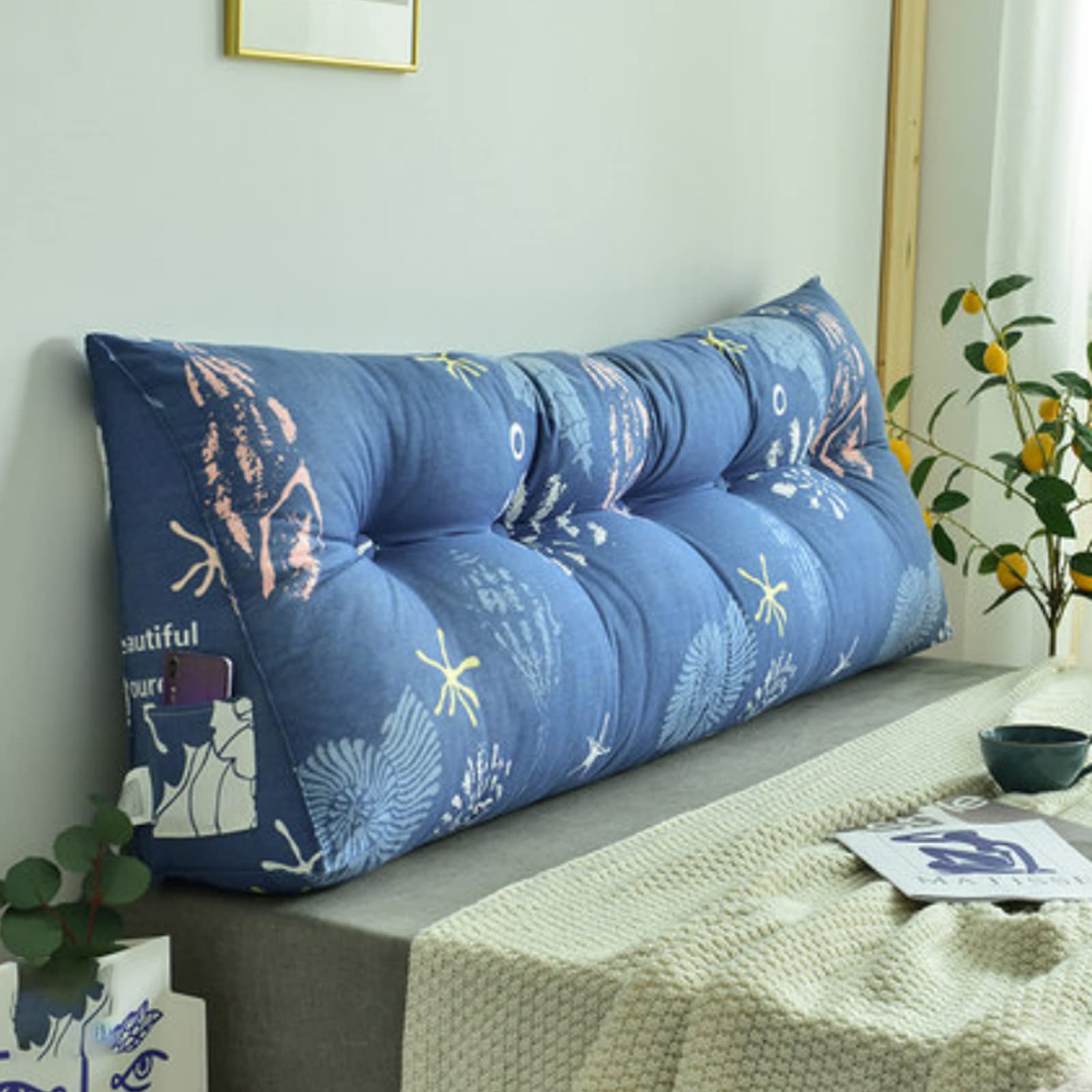 FAYANG Long Back Cushion - Upholstered Headboard Pillow, Large Triangle Wedge Pillow for Single/Twin Daybed (150×45×20cm) | Lumbar Support & Reading Backrest | Perfect for Bed Relaxation, Reading & Back Pain Relief
