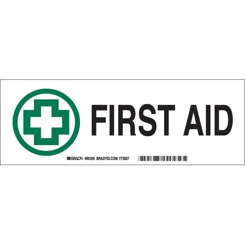 Brady 85359 First Aid Sign - Pack of 25 | OSHA Compliant Safety Labels for Workplace & Emergency Preparedness