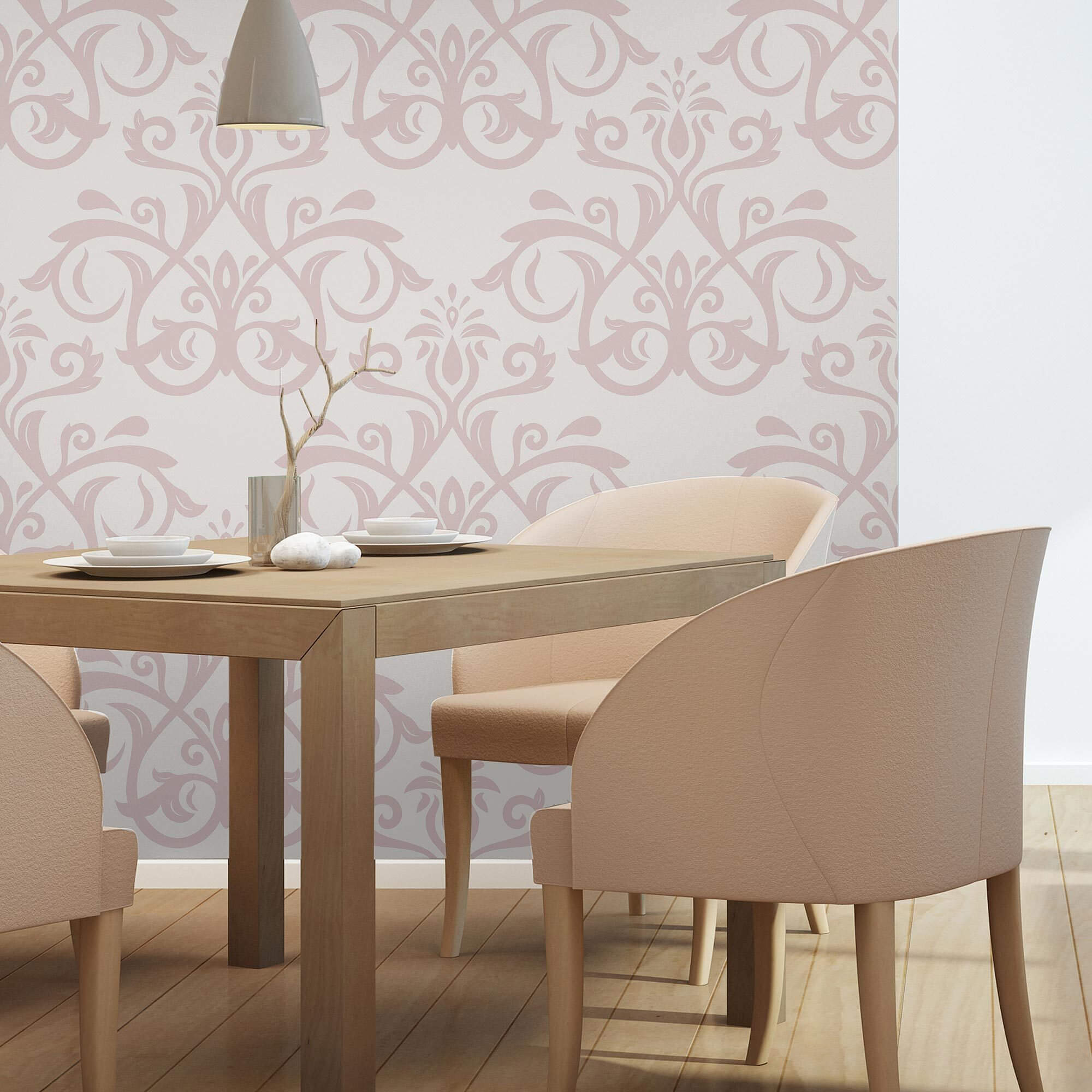 Taupe and Brown Damask Peel & Stick Removable Wallpaper - Self-Adhesive Wall Covering for Bedroom, Living Room & Home Decor - Easy DIY Installation