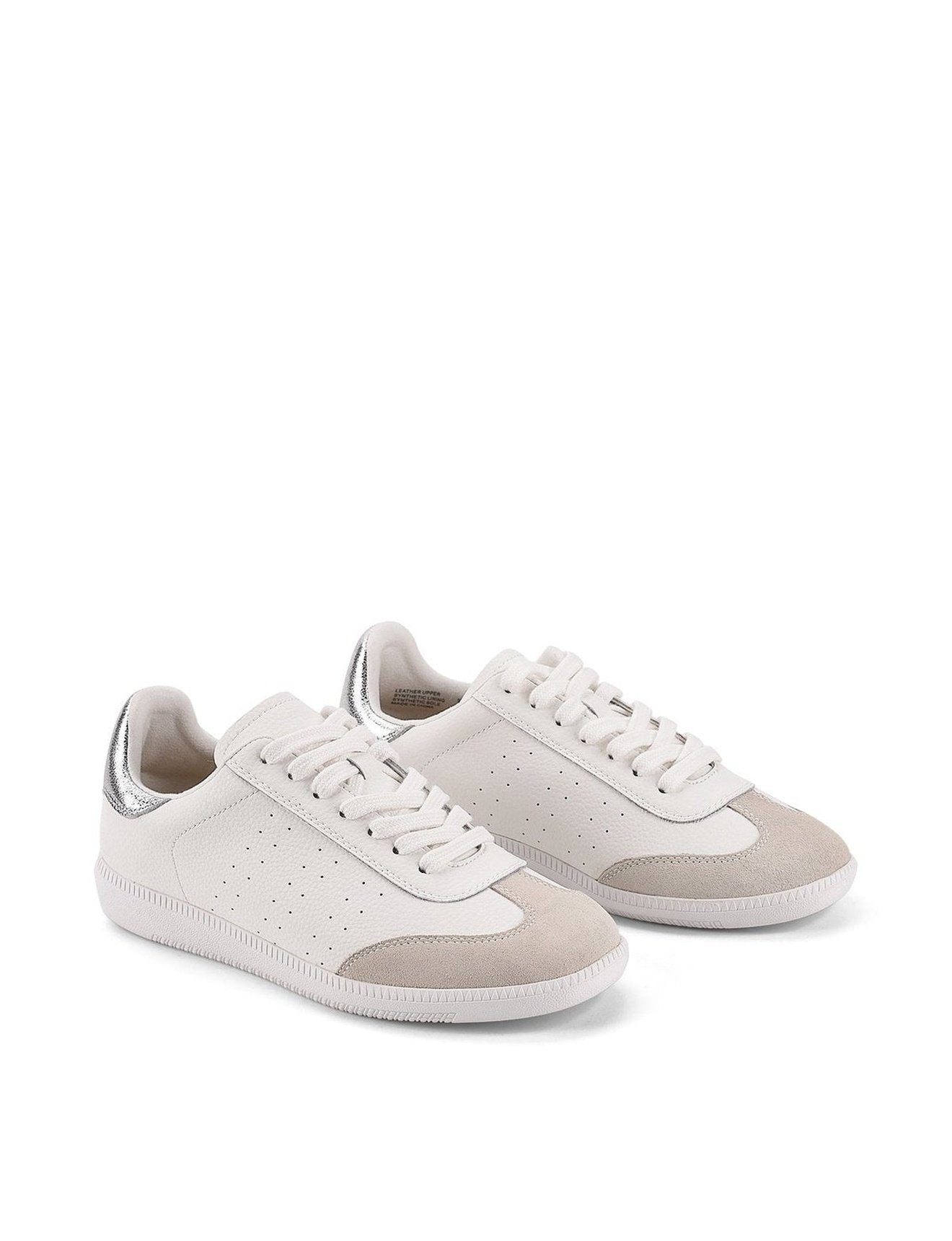Sutton White & Silver Leather Cupsole Sneakers for Men & Women - Comfortable Casual Walking Shoes for Everyday Wear, Gym, and Street Style