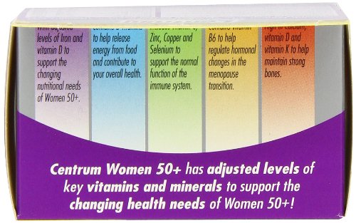 Centrum Women 50+ Multivitamin for Women Over 50 - 30 Tablets Pack - Supports Bone, Heart & Immune Health - Perfect for Active Lifestyles & Daily Wellness