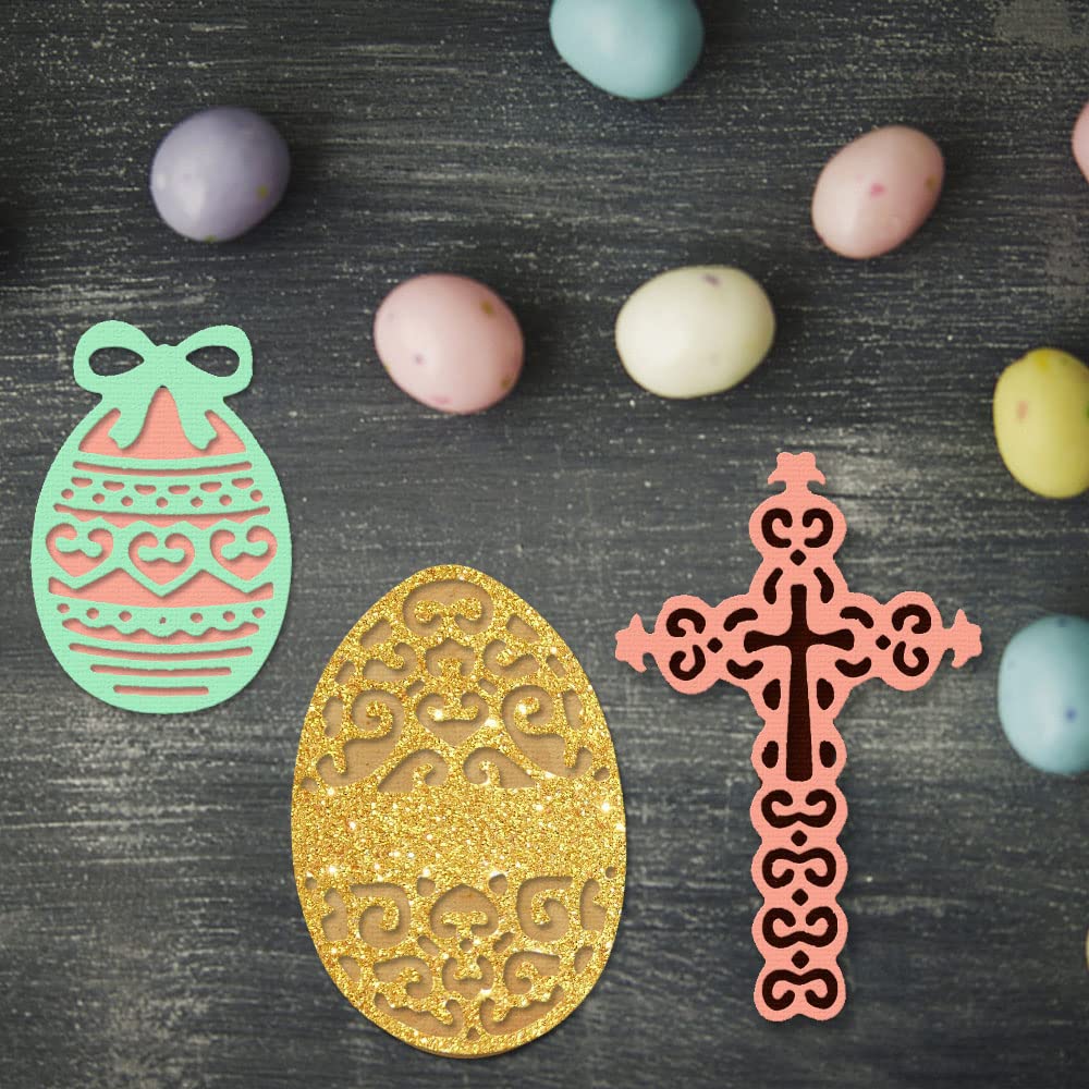 Metal Easter Cross & Bow Eggs Cutting Dies for Card Making, Scrapbooking, Paper Crafts - DIY Easter Card Decorations, Album Stamps, Holiday Home Decor (Perfect for Spring DIY Projects & Gift Making)
