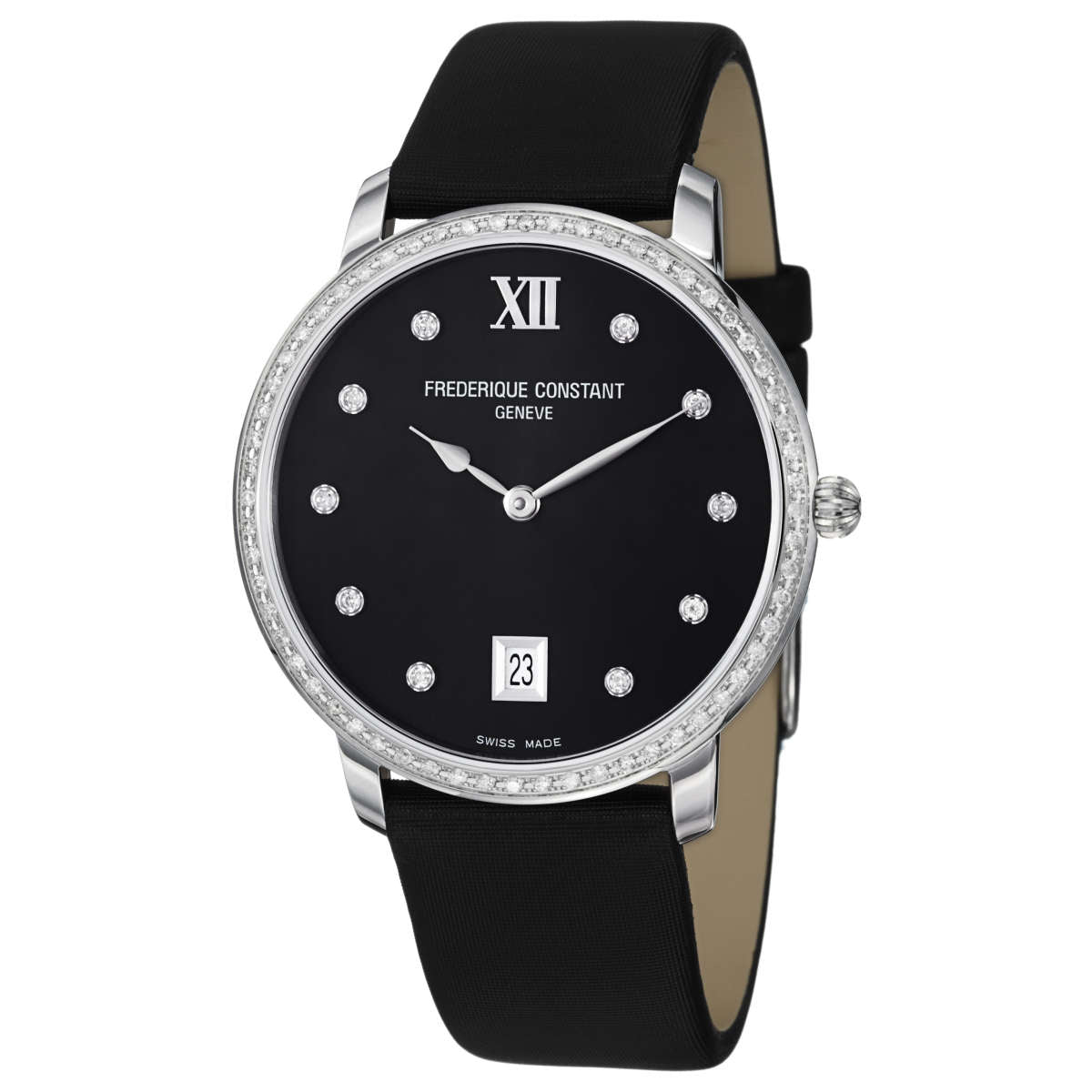 Frederique Constant Slimline Women's Watch - Stainless Steel & Diamond Accents | Elegant Dress Watch for Formal Events & Special Occasions