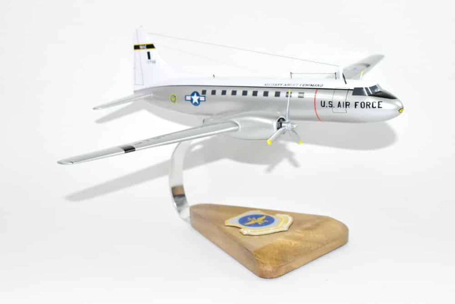 1:48 Scale Military Airlift Command C-131 Aircraft Model - Collectible Die-Cast Airplane for Aviation Enthusiasts | Perfect for Display, Gifts, and Historical Collections