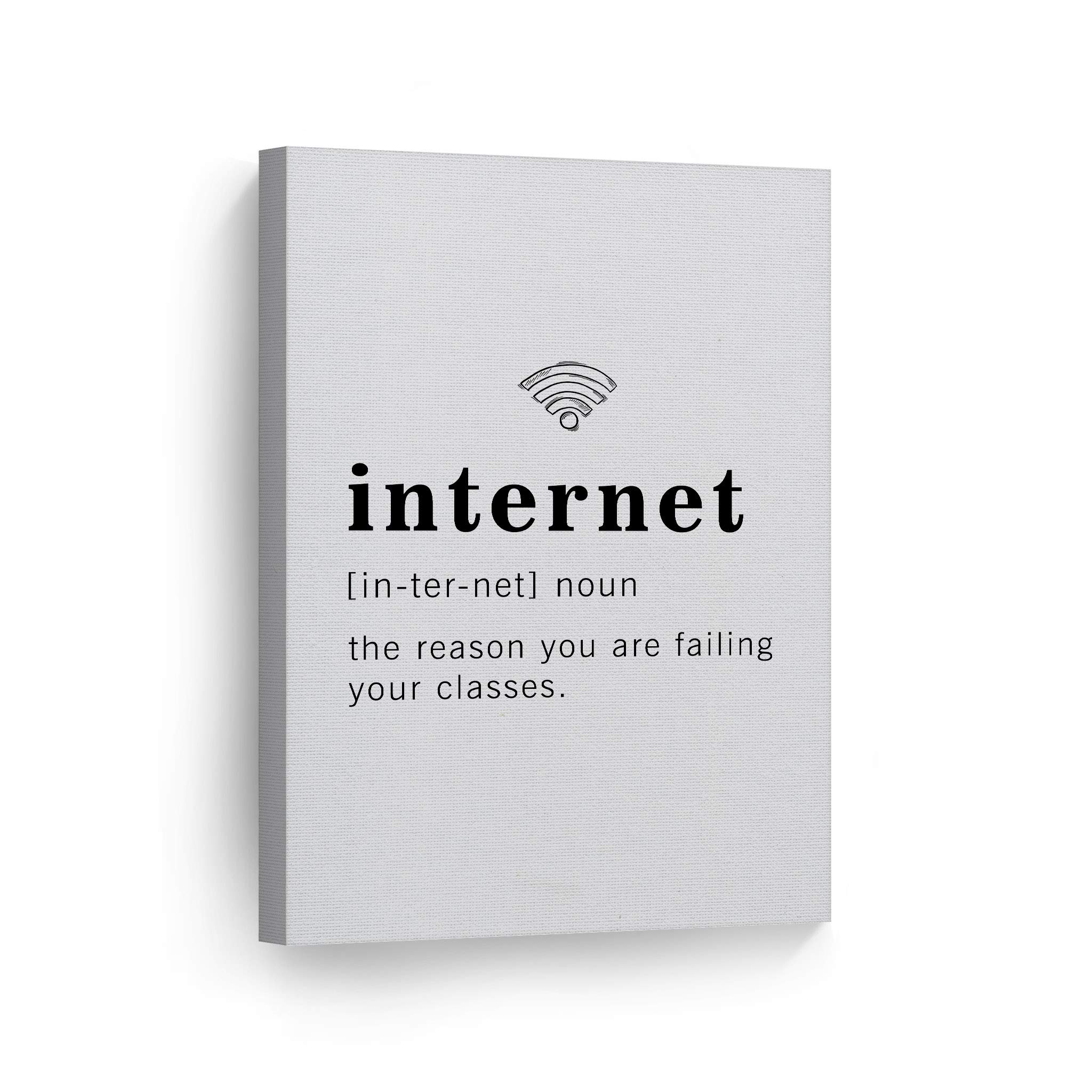 Funny Noun Dictionary Definition Internet Canvas Print - Inspirational Quote Wall Art for Office, Living Room, Bedroom & Bathroom Decor - Ready to Hang Home Decor Made in USA (36x24) - Perfect for Gifts, Housewarming & Workspace Motivation