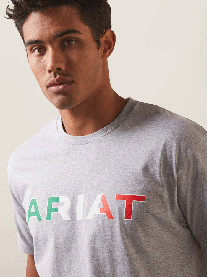 Ariat 10043100 Men's Viva Mexico Short Sleeve T-Shirt - Heather Grey - Comfortable Casual Wear for Outdoor Activities & Travel
