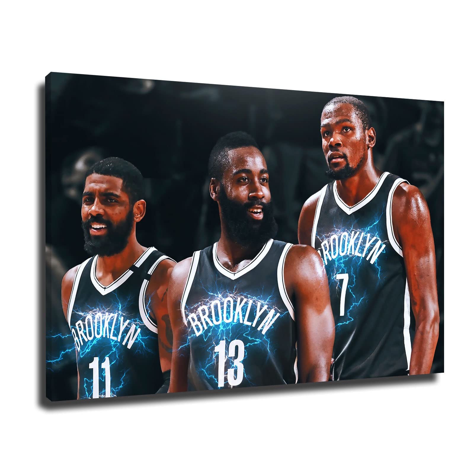 Kevin Durant Brooklyn Nets Basketball Poster - Large 24x36 Framed Canvas Wall Art for Boys Room, Sports Decor, NBA Fan Gift | Perfect for Bedroom, Game Room & Man Cave Decorations