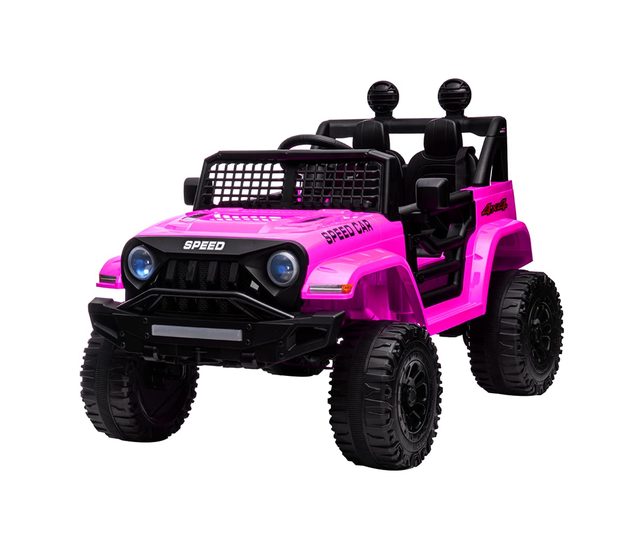 12V Kids Electric Ride On Car with Bluetooth, Parental Remote Control, LED Lights & Adjustable Speeds - Pink Battery-Powered Toy Truck for Boys & Girls Ages 3+ | Indoor & Outdoor Play, Birthday Gifts, Backyard Fun