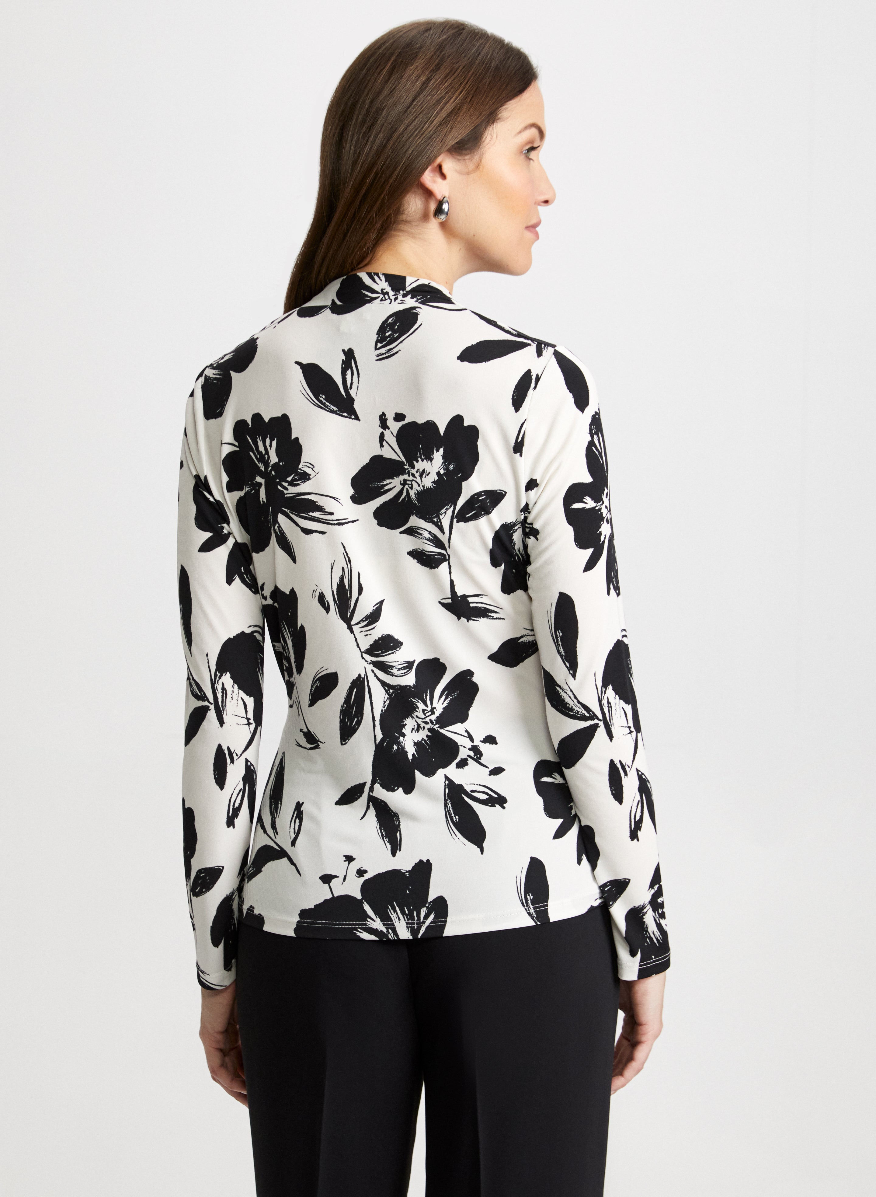 Floral Print Wrap Style Top for Women - Elegant Blouse for Spring & Summer - Perfect for Casual Outings, Office Wear & Date Nights