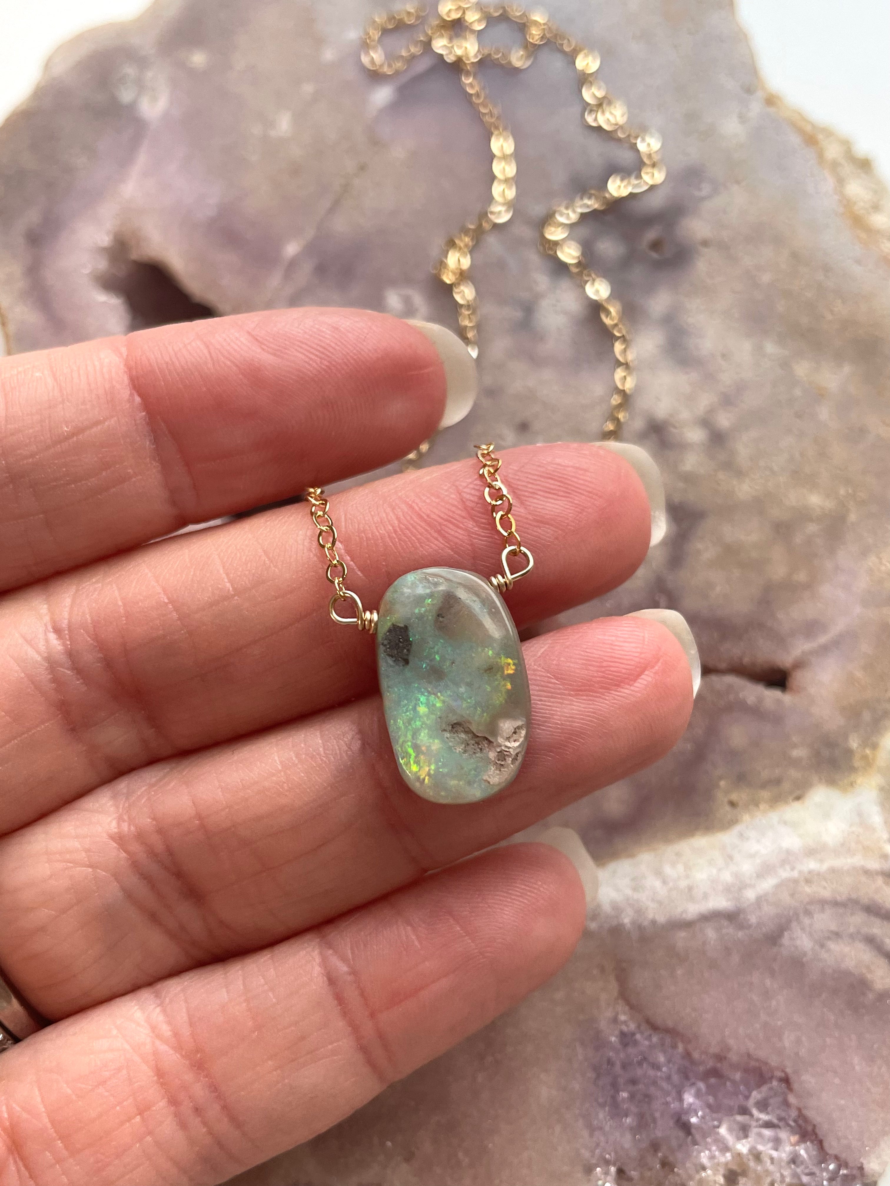Exquisite Australian Opal Pendant Necklace - 14K Gold Filled Elegant Jewelry for Women | Perfect Gift for Birthday, Anniversary & Special Occasions