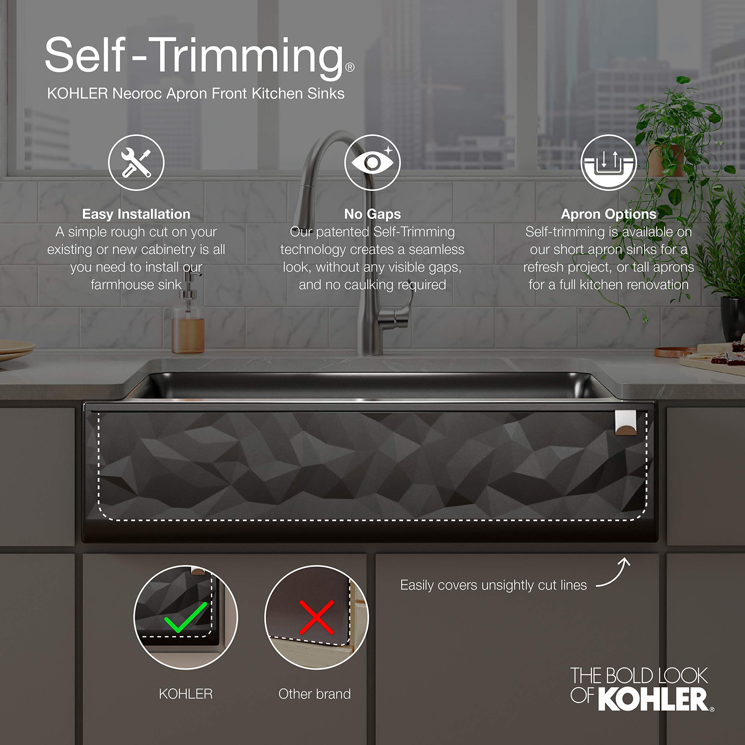 KOHLER Cairn Undermount Single-Bowl Farmhouse Kitchen Sink - Stainless Steel 33