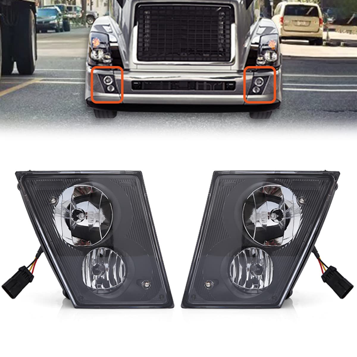 SEPEY Fog Lights for 2003-2017 Volvo VNL VNM - Dual Bulb Fog Lamps Kit (Driver & Passenger Side) - Perfect for Night Driving, Bad Weather & Enhanced Road Visibility
