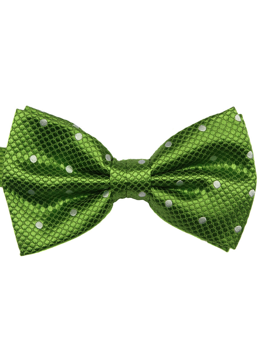 DÉCLIC Classic Spot Bow Tie for Men - Stylish Green and White Patterned Necktie for Weddings, Parties & Formal Events