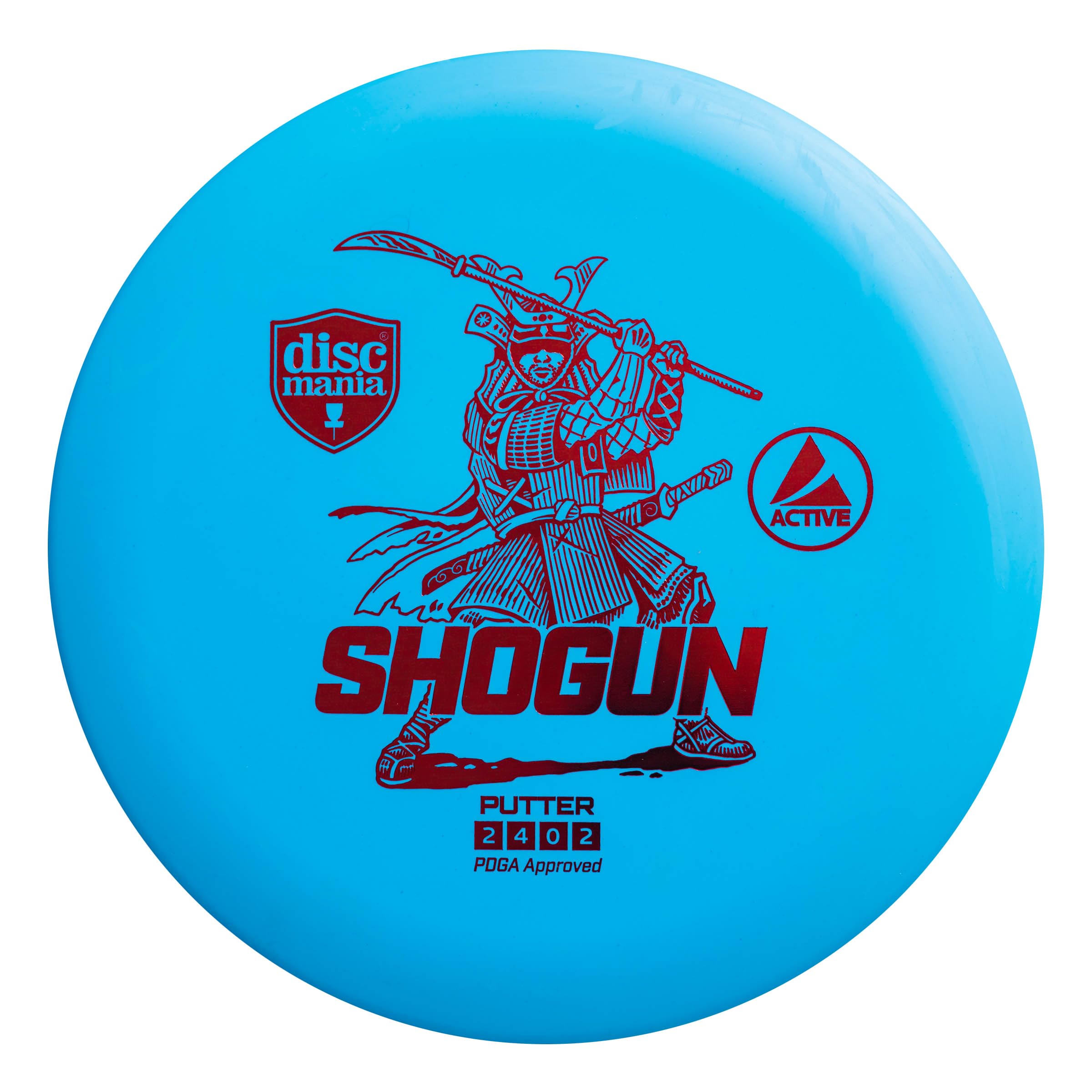 Discmania Active Shogun Disc Golf Putter - Stable & Grippy Putter for Beginners | 165-169g Weight | Perfect for Putting Practice & Approach Shots | Golf Disc for Training & Outdoor Sports